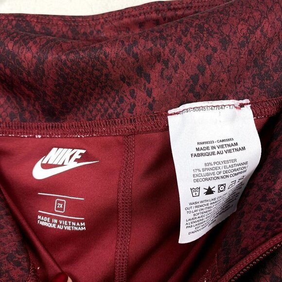 Nike Plus Burgundy Snake Print High Waist Leggings 2X - Picture 2 of 7